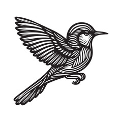 Bird vector art silhouette with pure white background