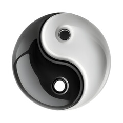 3D Illustration of Yin-Yang Symbol Isolated on Transparent Background