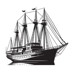 Ship Boat vector art silhouette design