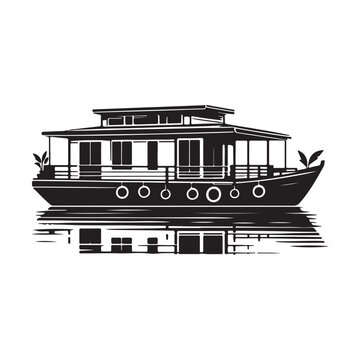 recommend clip art: HouseBoat vector art silhouette design