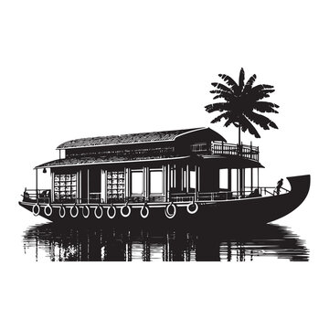 recommend clip art: HouseBoat vector art silhouette design