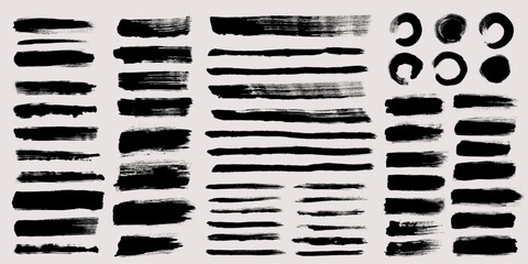 Brush strokes vector. Set of text boxes. Paintbrush collection. Grunge design elements. Dirty texture banners. Painted rectangles and long strokes