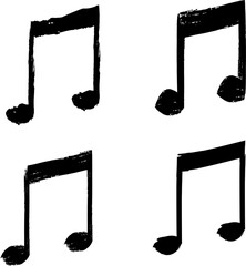 set of grunge music notes