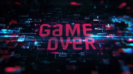 The Black text "Game over" animation with glitch effect,generative ai