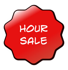 Hour sale tag, hour sale label and tag. Sticker with word hour sales label collection suitable for design promotion media isolated on transparent background.
