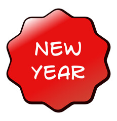 New year sale tag, new year label and tag. Sticker with word new year, sales label collection suitable for design promotion media isolated on transparent background.
