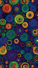 Fototapeta premium Colorful Circles, Spheres, Balls on Purple Background, Abstract Image, Texture, Pattern, Wallpaper, Cover and Screen of Smartphone, Cell Phone, Computer, Laptop, 9:16 and 16:9 Format