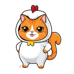Fototapeta premium Cartoon cat wear chicken costume 