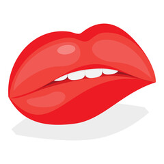 3D Isometric Flat Vector Set of Female Lips, Expression Different Emotions. Item 6