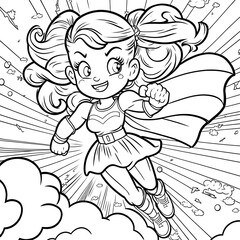 Fototapeta premium SUPER HEROINE COLORING DRAWING 5