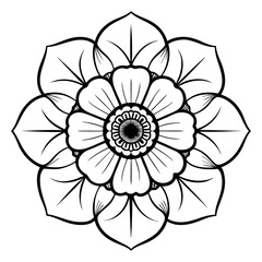 Bold Poppy Flower Mandala Vector - Intricate SVG, Cricut Cut Files & Modern Design Clipart