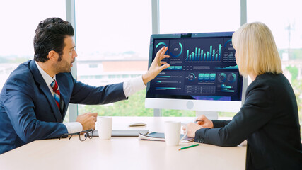 Business data dashboard provide business intelligence analytic for marketing strategy planning snugly with big data set to analyze customer demands and foreseeing business future