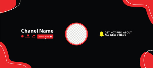 Youtube Channel Wireframe Design. Youtube Banner Design Template Vector.