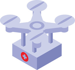 Medical drone is standing on a platform, ready to transport medical supplies to those in need