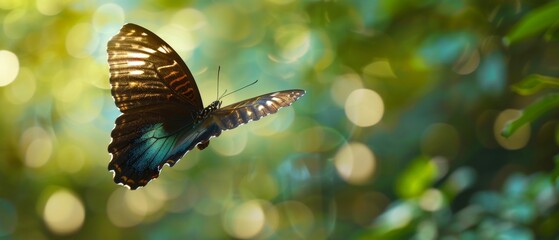 Vibrant Butterfly in Flight Showcasing Delicate Wings and Motion.