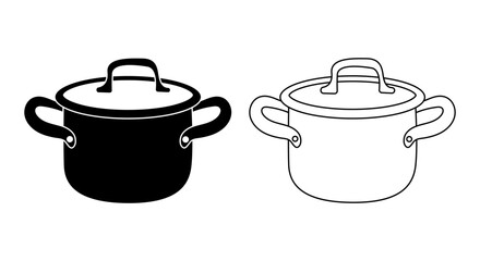 Metal cooking pots with lid icon vector illustration. Household, kitchen element
