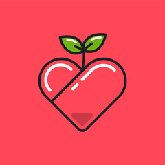 The Heart and the sprout. Isolated Vector Illustration