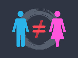 Obraz premium No gender equality. Dark background. Isolated vector illustration.