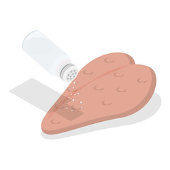 3D Isometric Flat Vector Illustration of How To Prepare Chicken Schnitzel, Homemade Food Recipe. Item 2
