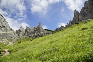 Der Grüne Hang unter den schroffen Felsen