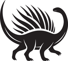 dinosaur and tree black and white silhouette vector art flat graphic design background outline illustrations