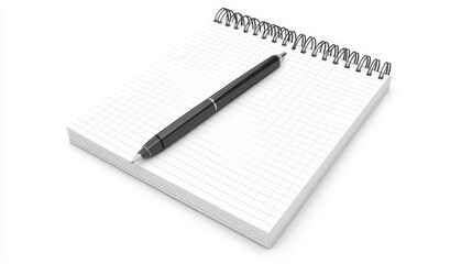 A blank notebook with a black pen on top, symbolizing creativity, ideas, planning, organization, and productivity.