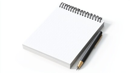 A blank spiral notebook with a pen, symbolizing new beginnings, creativity, planning, education, and productivity.