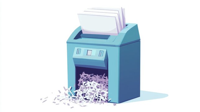 blue paper shredder with papers, shredding clip art preview