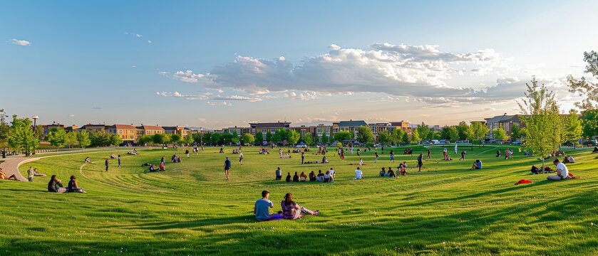 Former Oil Field Transformed into Lively Public Park with Visitors.