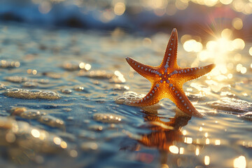 A starfish is on the ocean floor