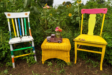 furniture with sunflowers