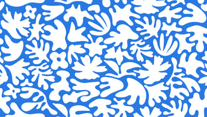 Floral shapes abstract boho style minimal organic seamless patterns.