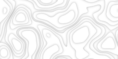 White topography 3d render papercut effect vector background 