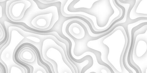 White topography 3d render papercut effect vector background 