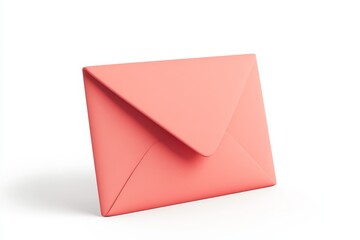A pink envelope isolated on a white background, symbolizing communication, correspondence, mail, delivery, and message.