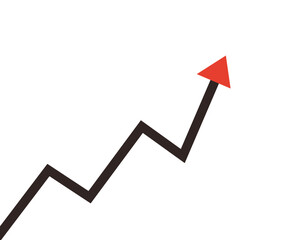 Black Arrow Upward Trend on White Background for Business Growth and Analysis Reports