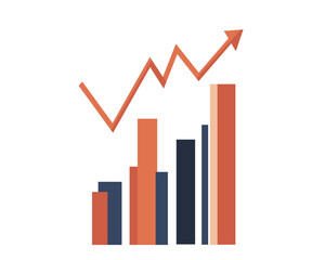 Fototapeta premium Bar Chart with Upward Trend on White Background for Financial Reports and Infographics
