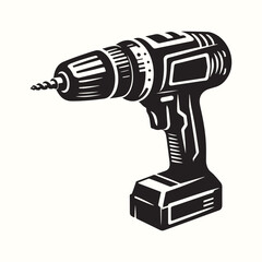 Electric Drill Tool Silhouette Vector Template