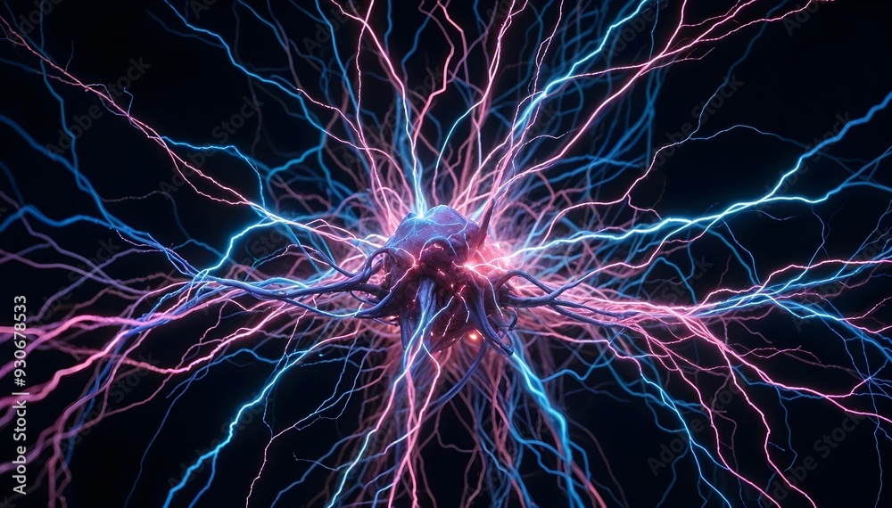 Wall mural colorful abstract image of neural network