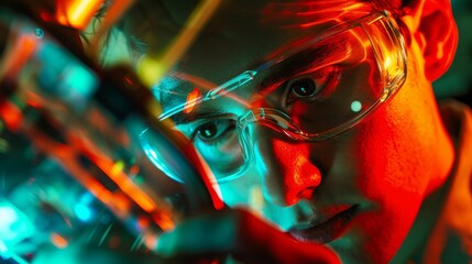 Satellite Engineer Concentrating on Spacecraft Component Assembly.