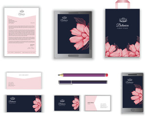 corporate modern stationery set design template. letterhead  ,business card , compliment slip, shopper. stationery set vector design, corporate business identity set design