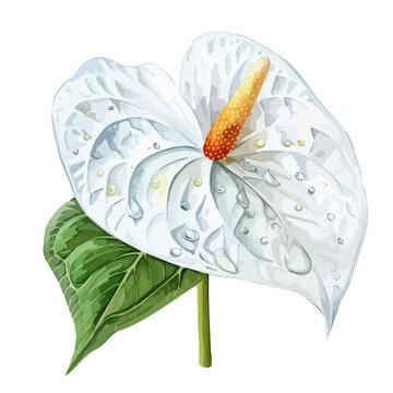 white anthurium flower with water droplets clip art preview