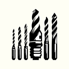 Electric Drill Bits Silhouette Vector Template