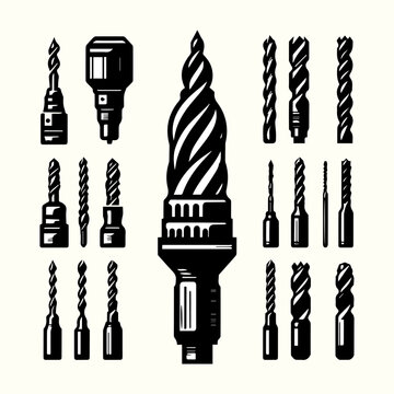 Electric Drill Bits Silhouette Vector Template