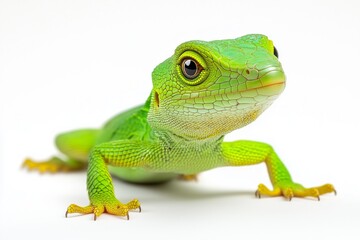 green lizzard isolated on white background