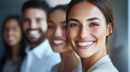Obraz premium Diversity, portrait of happy colleagues and smile together in an office at their workplace. Team or collaboration, corporate workforce and excited or cheerful group of coworker faces, smiling at work