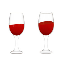 Glass with red wine on png transparent background.