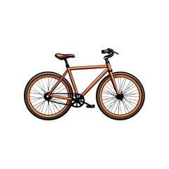 Generate a clean vector image of a modern urban bicycle with orange frame and black tires.