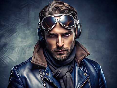 Eccentric Aviator Chic Sophisticated Dark Blues Metallic Silvers