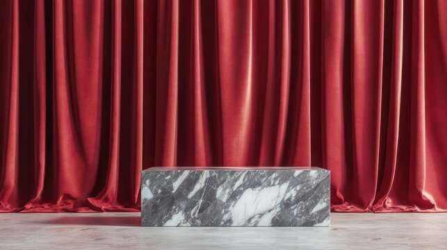 'agonal blur curtain backgroundMock wall splay product red marble table banner poduim display background diagonal studio dais showcase block white perspective'